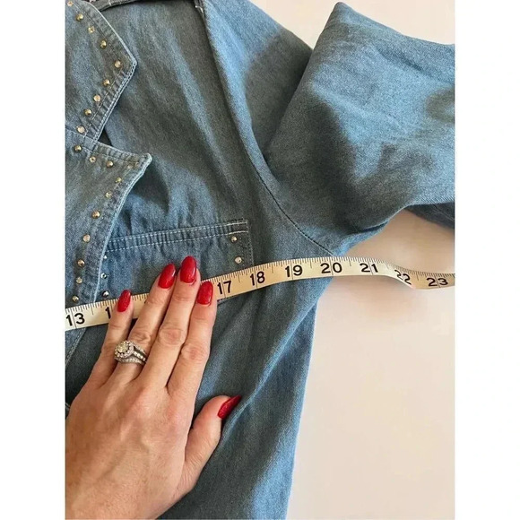 Vintage MCM D. Frank bedazzled jean denim short jumpsuit size 6 - Picture 9 of 15